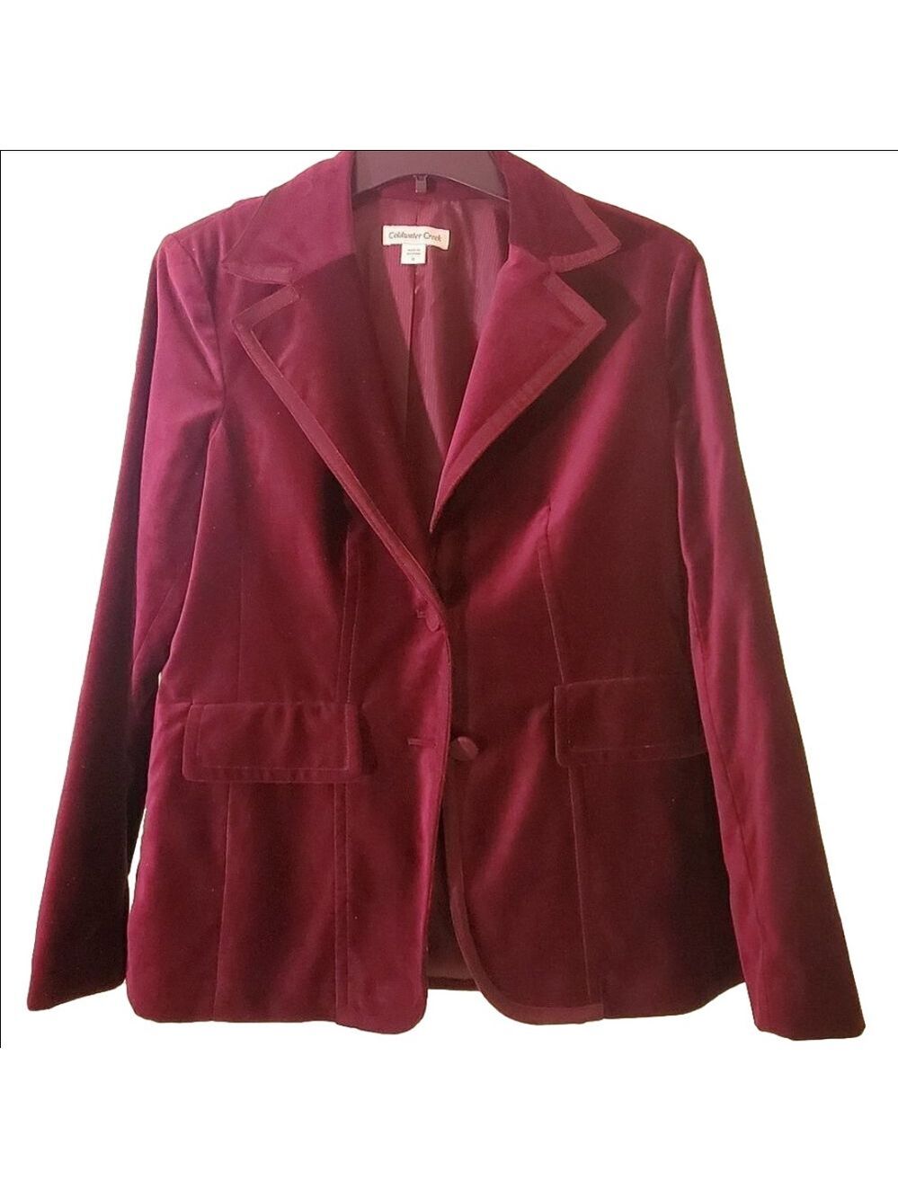Coldwater Creek BURGUNDY / WINE Velvet Jacket Size 8
